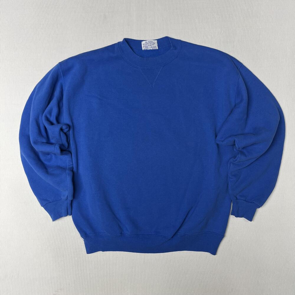 Vintage Hanes Classics Sweatshirt Mens XL Blue Fleece Crewneck Made USA 90s